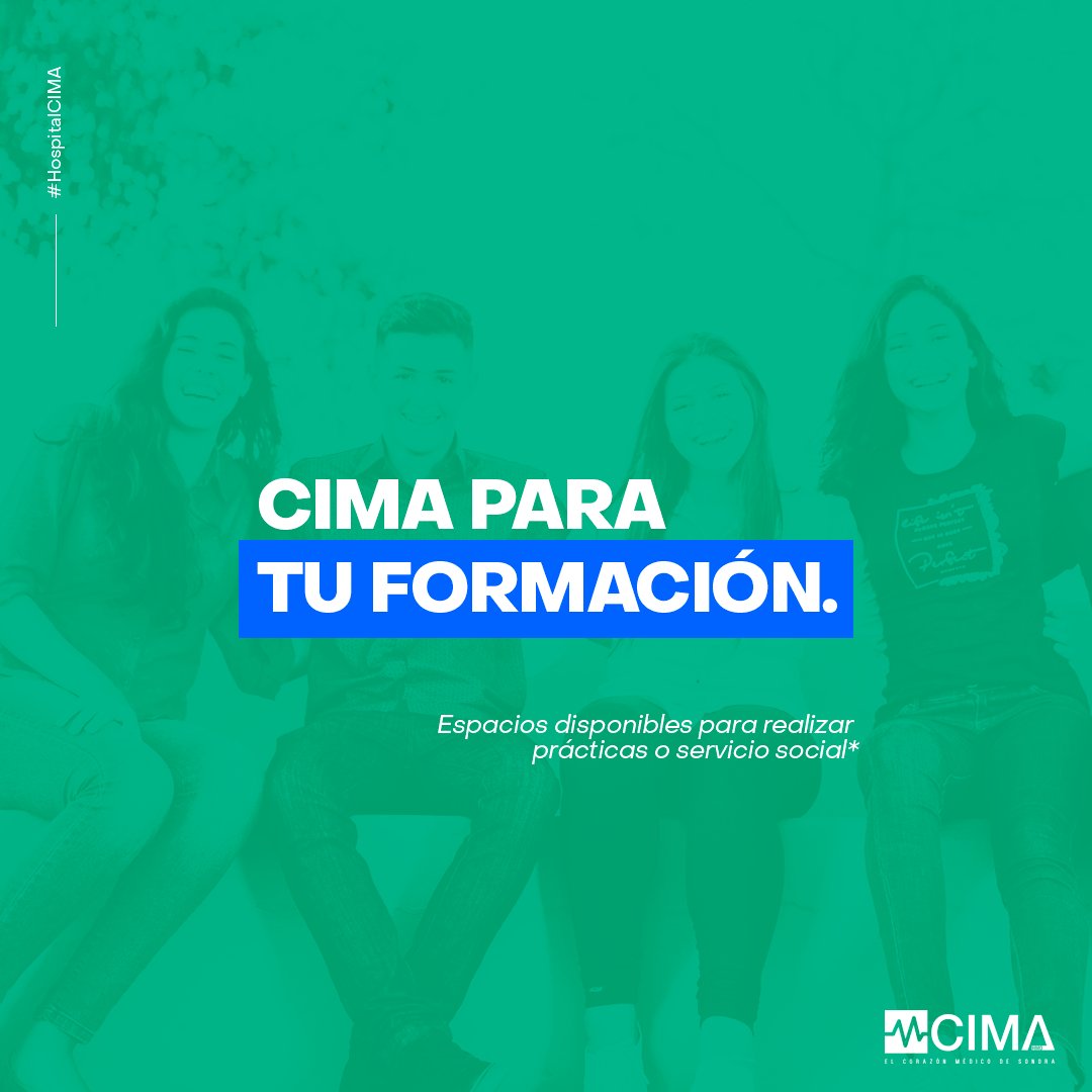 CIMAHMO's tweet photo. Hospital CIMA abre sus puertas para ti, que necesitas llevar a cabo tus prácticas profesionales o servicio social, queremos ser parte integral de tu formación. 

Para más información, puedes llamarnos al: 
📞 662 259 0900 Ext. 3402
Envía correo a:
📩 ensenanza@cimahermosillo.com https://t.co/c3EuFphs09