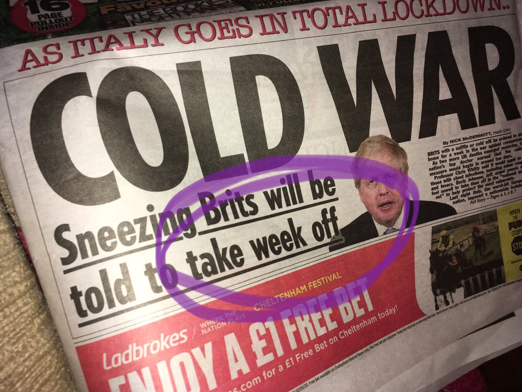 Here’s my #coronavirus slogan for our friends in #Scotland ... “If you have a wee cough... have a week off”.