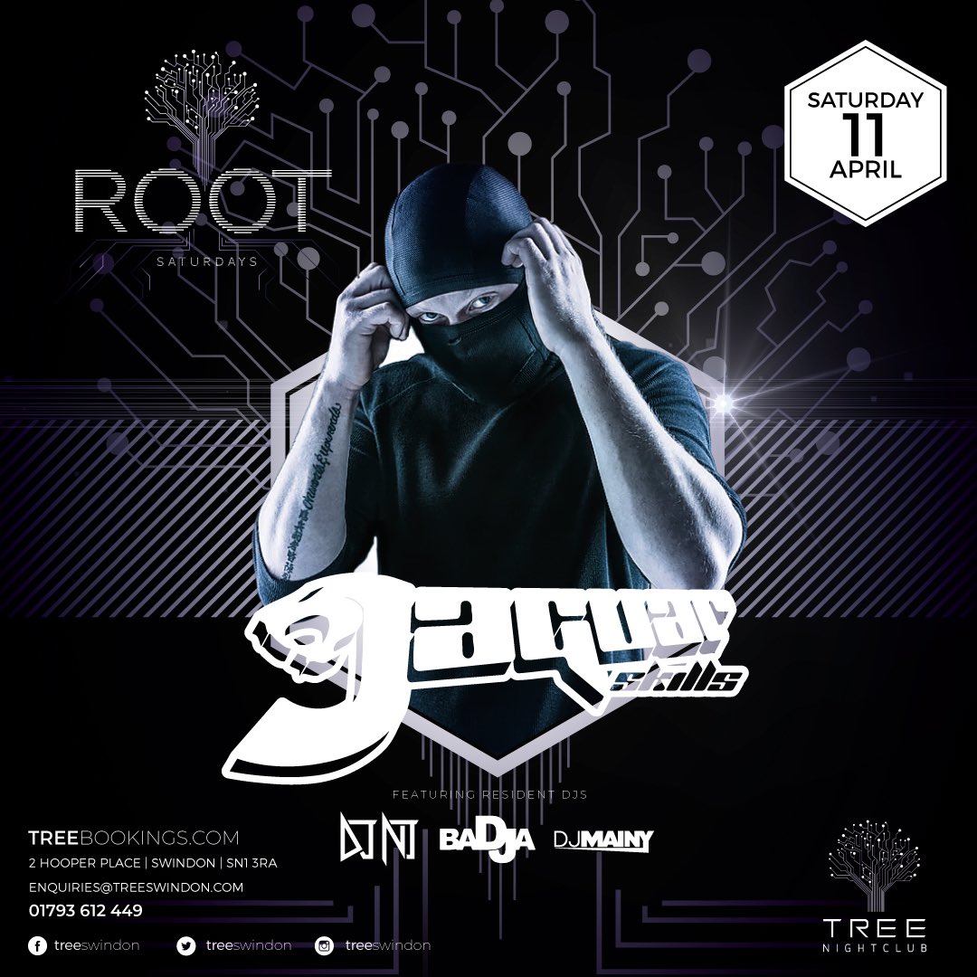 The mash up legend himself Jaguar Skills returns to Tree to bring his incredible set to the main room! Last time it was a total roadblock and he literally tore the roof off! You will not want to miss this! See you on the 11th April! 🎧💥