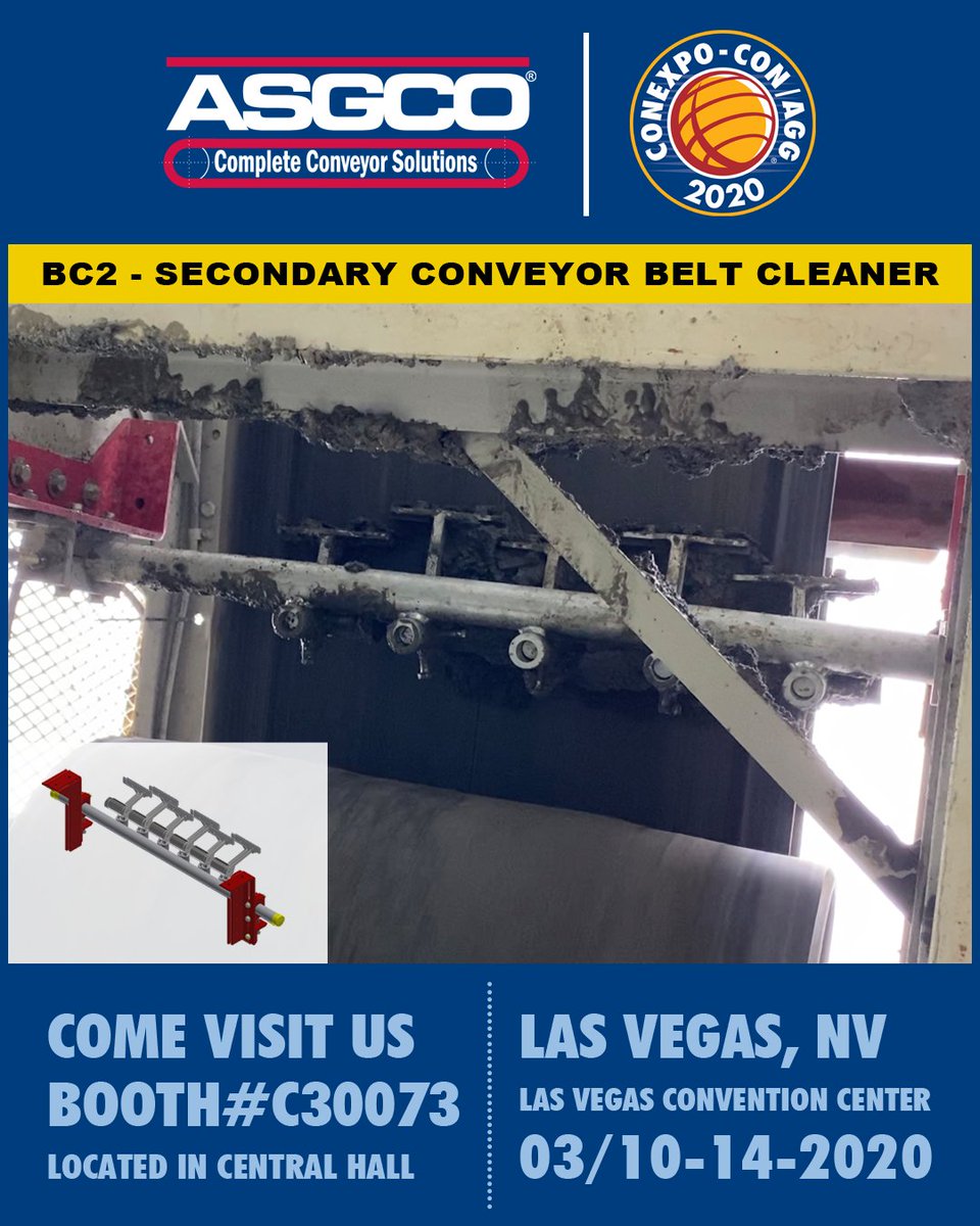 ASGCO's tweet photo. The BC-2 Conveyor Belt Cleaner provides the best possible cleaning efficiency in the industry. 
https://t.co/KfAiMyWkj2

#asgco #completeconveyorsolutions #tradeshow #conveyors #conveyorservice #lasvegas #nevada #aggregate #secondary #beltcleaner #bc2 #ConExpoConAgg2020 https://t.co/wv7X3IN2tk