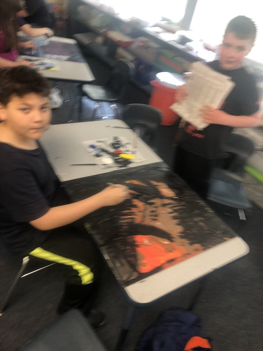 McCandlessElem's tweet photo. Fifth graders working on a collaborative painting for an upcoming community event. So proud of our students. #BraggingonU  #308pride https://t.co/vCBiyKkQPe