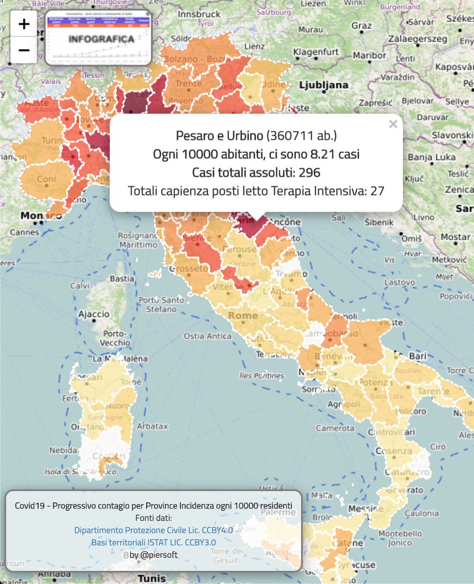 Piersoft's tweet photo. Inseriti anche i posti letto disponibili (fonte sito opendata @MinisteroSalute ) per ogni provincia ,oltre al tasso ogni 10000 abitanti e i casi assoluti, sempre fonte @DPCgov https://t.co/BtBgOHaExp cc @PaolaPisano_Min @InnovazioneGov  ps @umbr0s riesci a farti dare TI per prov? https://t.co/1SAryYuHvU