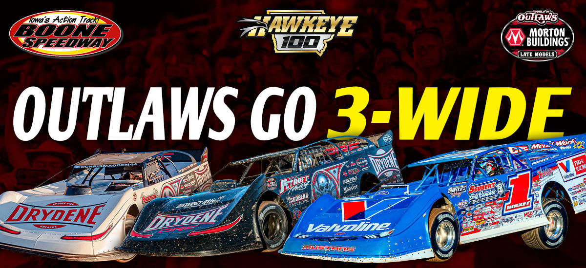 DRA_Racing's tweet photo. The @WoOLateModels will start 3-WIDE for the #Hawkeye100 @BooneSpeedway! #HawkeyeThreeWide

Click Here to Read More:
https://t.co/6GE7OLF2tq https://t.co/NjcvkYBk5i