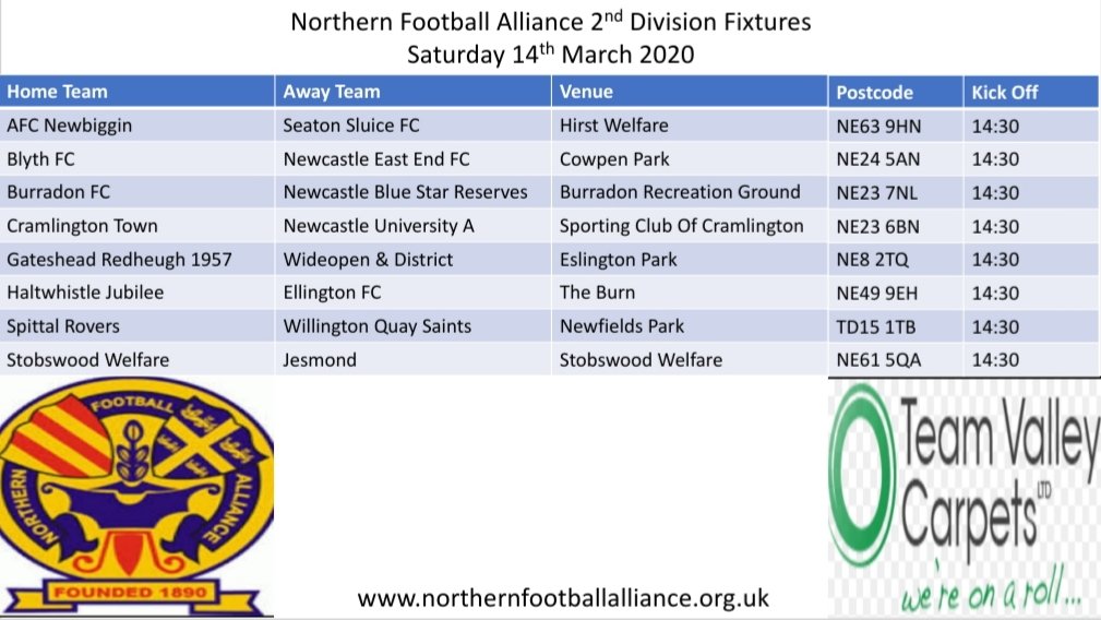 Weekend's Team Valley Carpets Second Division