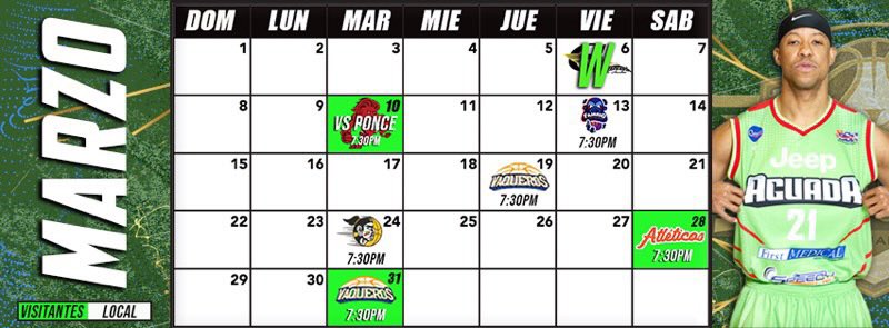 🗣Agenda tu calendario Santero ✍🏻
⠀⠀
🗓 Compartimos nuestros próximos compromisos locales y visitantes para el mes corriente de marzo. 
⠀⠀
🛣 Le recordamos que hoy martes visitamos el Pachin Vicens para enfrentarnos a los Leones de Ponce.