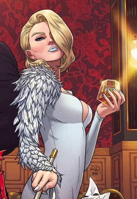 Day 10: EMMA FROST! The White Queen of the Hellfire Club, Emma is a mutant telepath who can transform herself into organic diamond. Little known fact:  @grantmorrison gave her diamond powers because he wanted to use Colossus but couldn’t because he was dead.  #WomensHistoryMonth