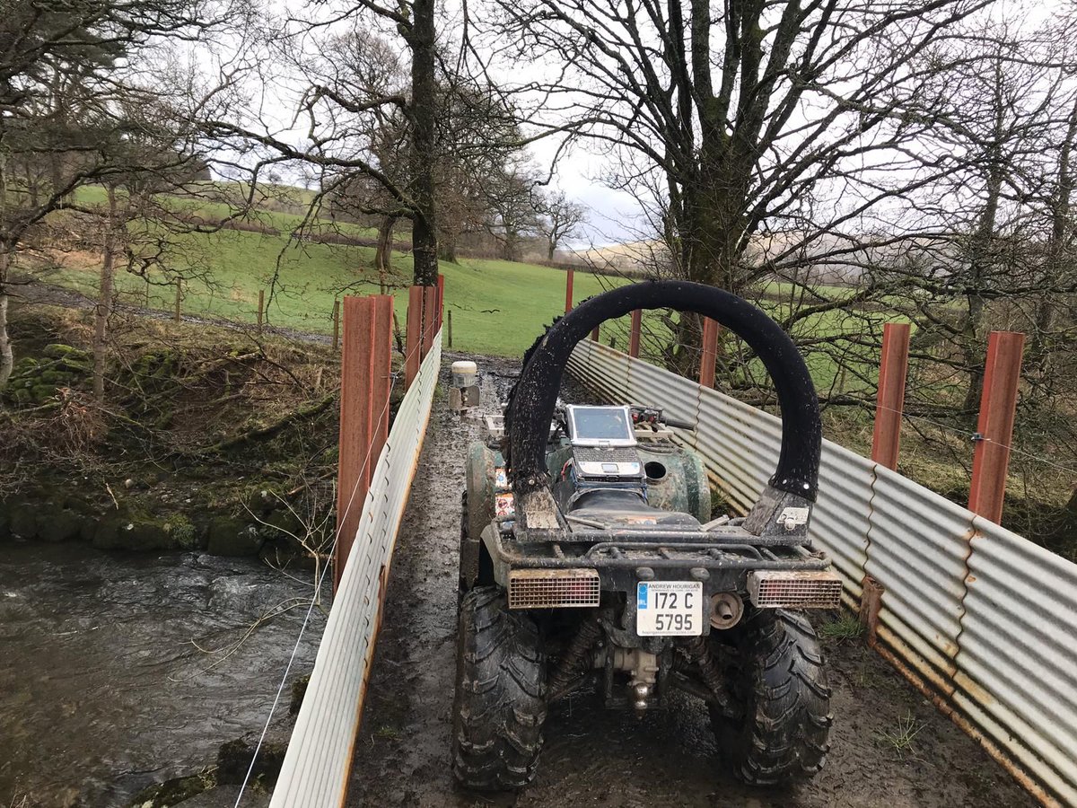 GrasstecLtd's tweet photo. Good use of 2 artic trailers to cross a river on a farm in Wales. #teamdairy #farming #farm365 #farmmapping https://t.co/yvRXcrxSwd