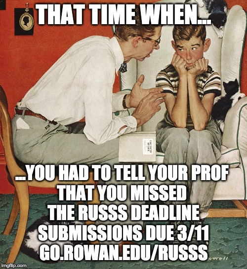 RowanScholars's tweet photo. 👩‍🔬🦠🌲🎭🦕🪐⚙️🎼🔬📷⚗️📖🩰📊🎨⚛️🌎
DON'T FORGET!  @RowanUniversity Student Scholars Symposium submissions are due tomorrow!
*** RUSSS is for ALL MAJORS ***
https://t.co/RinBYmxyoD
#russs2020 https://t.co/86UEH9dGeV