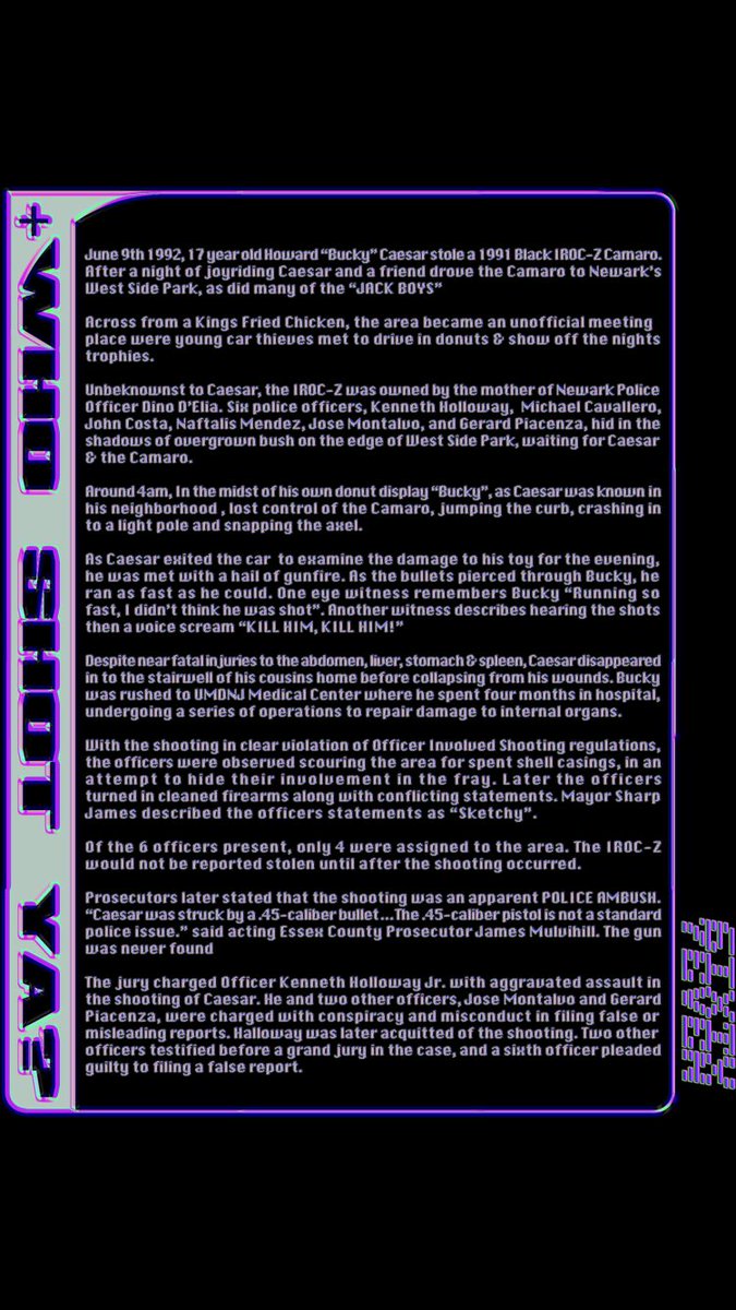 BlazeGlorious's tweet photo. #BCJB #TheBalladOfHowardCaesar
#NewarkHistory 

Abridged Version: JUNE 1992, Newark Police attempt to assassinate 17 year old Howard “Bucky” Ceasar for the theft of another officers mothers car. 

Tee Presale open now. When it’s over, the tee are GONE. 

https://t.co/auLjd4D812 https://t.co/4utS5iH7hV
