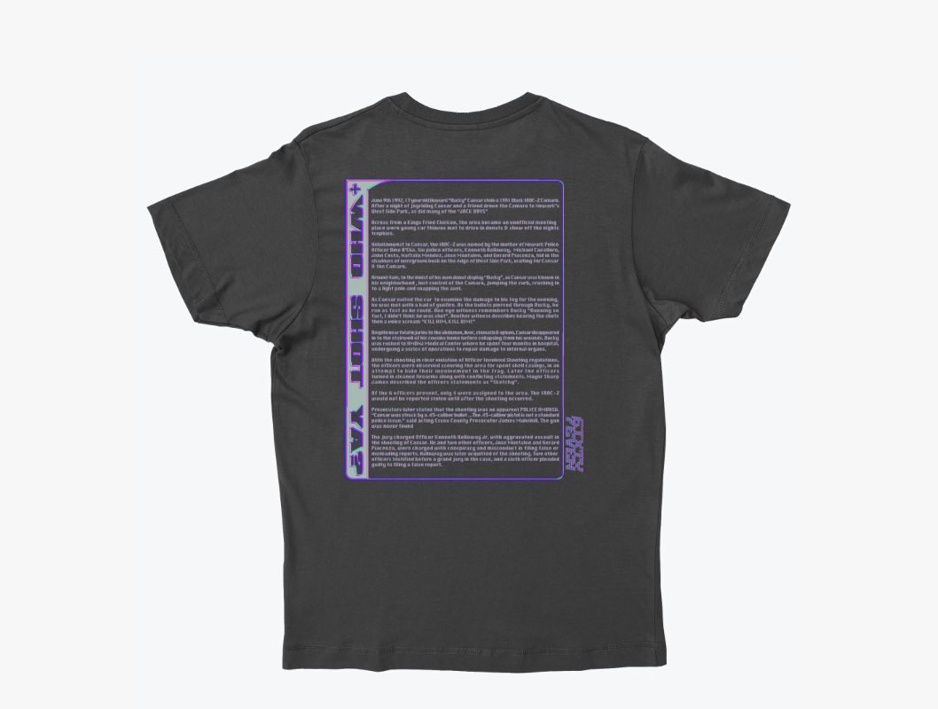 BlazeGlorious's tweet photo. #BCJB #TheBalladOfHowardCaesar
#NewarkHistory 

Abridged Version: JUNE 1992, Newark Police attempt to assassinate 17 year old Howard “Bucky” Ceasar for the theft of another officers mothers car. 

Tee Presale open now. When it’s over, the tee are GONE. 

https://t.co/auLjd4D812 https://t.co/4utS5iH7hV