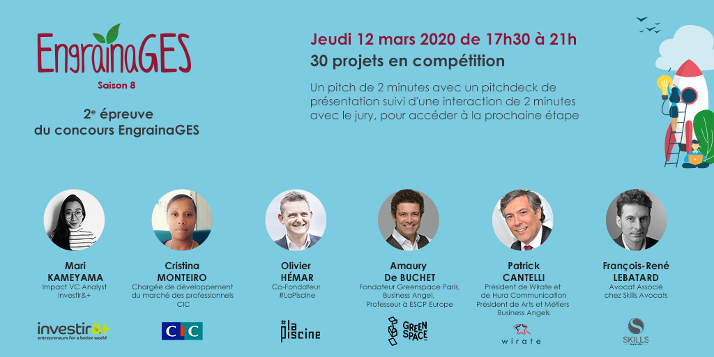 <a href="/MariKameyama/">MariKameyama</a> #CristinaMonteiro <a href="/OlivierHemar/">Olivier Hemar</a>  <a href="/adebuche/">Amaury de Buchet</a> <a href="/PatrickCantelli/">Patrick Cantelli</a> #FrancoisRenéLebatard Heureux de vous accueillir ce jeudi soir à <a href="/LaPiscine_io/">#LaPiscine</a>  au #Jury de la 2ème épreuve #engrainages2020 ! #concours #étudiants #startups #innovation #ethique