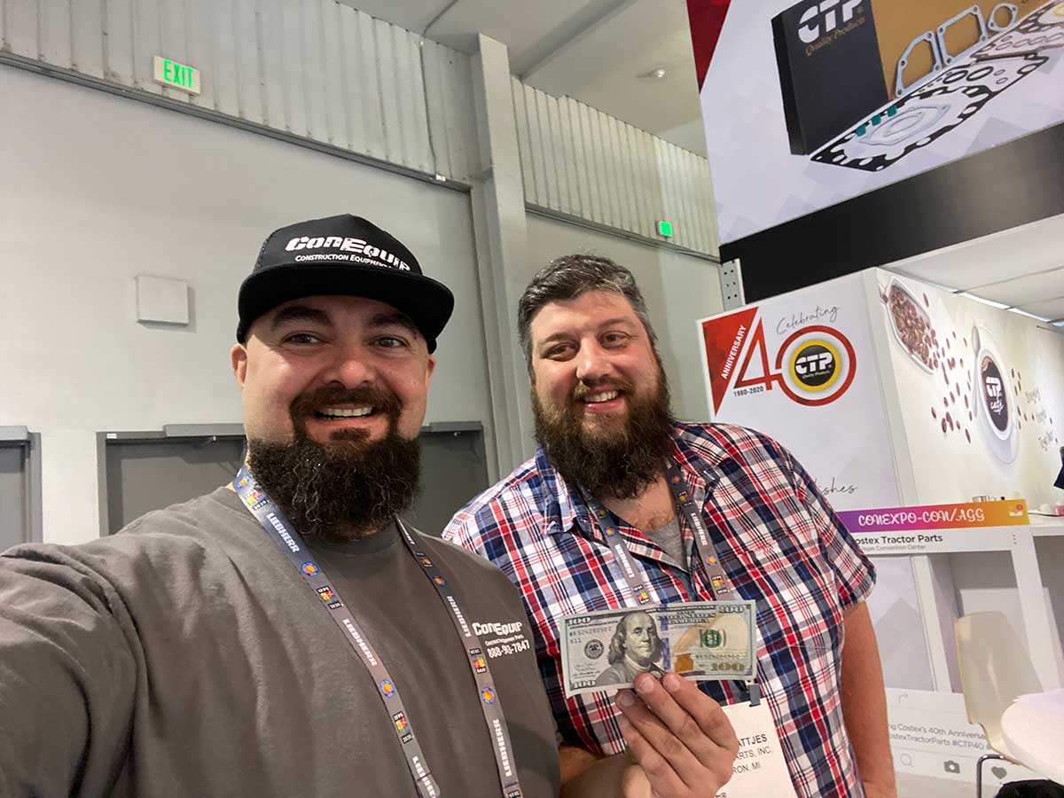 ConEquipParts's tweet photo. Al & Ben must have won last night in Vegas.
If you spot them at #ConExpo, they will give you $100 if you stop them and say hello!
Here is our first winner.
Brian Battjes from 5 Star Parts https://t.co/NgKidTrgoW
#WheresAl https://t.co/gqzop8Jtlg