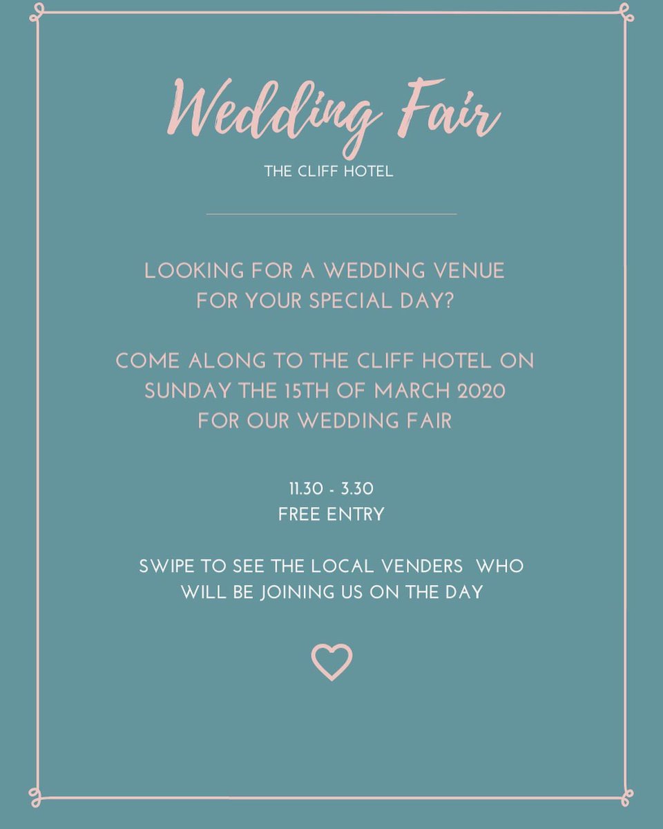 4acesfuncasino's tweet photo. ♥️♣️♦️♠️This weeks’s Wedding Show is at @CliffHotelGlstn ... doors open 11.30-3.30 #brides #grooms #wedding #entertainment #casinofun Lots of local #suppliers Come along and meet us for a chat..🥂🍾let’s get to know each other...🎩👰🏻 https://t.co/7zKRRCXm1F