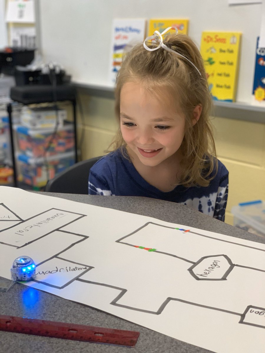 mrsjones72812's tweet photo. As we continue to review geometric shapes with up to ten sides Ss worked on their @Ozobot mazes! I love seeing their creativity and how they interpret each project! #cyessteamengines @ChrisYungES #ozobot #ozosquad #math @PWCSNews #coding #codeed #codingisfun https://t.co/5LyrWlFOb0