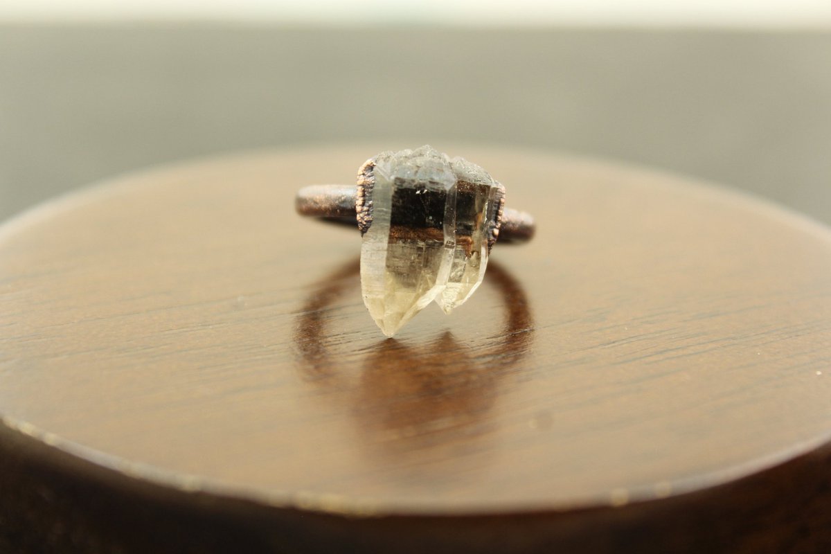 AlchemyCopper's tweet image. Crystal Twin Ring - Raw Natural Smoky Quartz Crystal - Hand-Collected Crystal - Electroformed Copper - Antique Patina - QR2007 #etsy #jewelry #ring #copper #crystal #smokyquartz  etsy.me/2TInFbz
