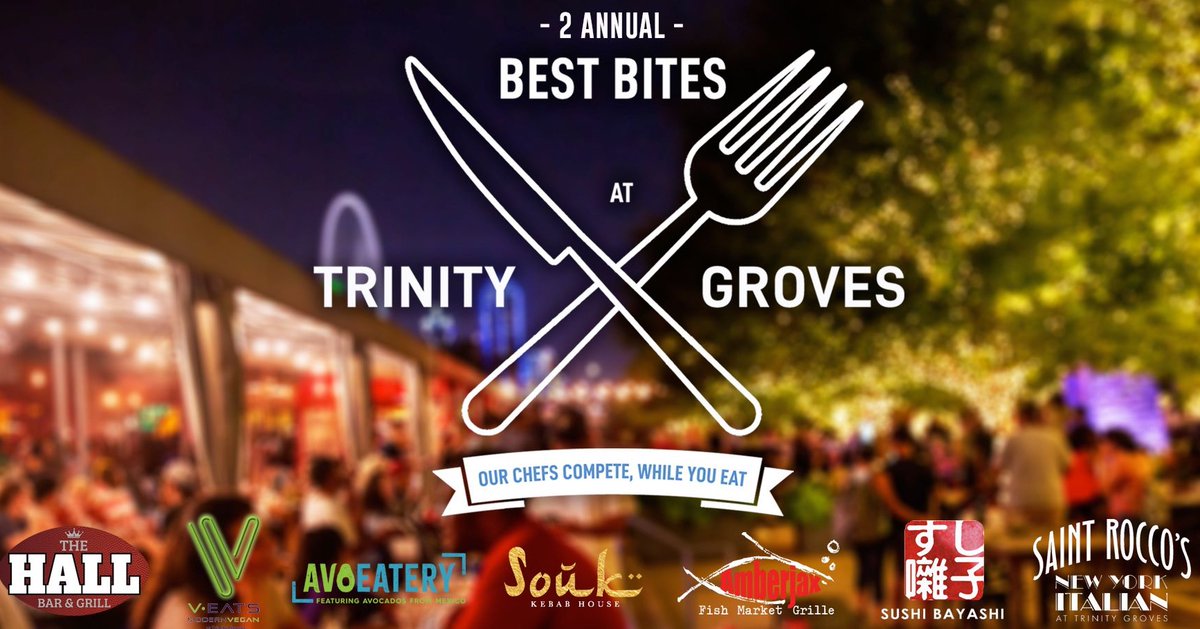 Saint_Roccos's tweet photo. Chefs from the restaurants at Trinity Groves will compete to see who creates the best bite. Sample these tasty bites that the Chefs unveil and then vote for the “Best Bite” to crown the winning Chef! There'll be drink specials to add more fun to the night! Get your tickets now. https://t.co/T0mArjkITg