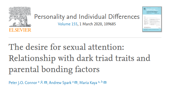  Desejo por atenção sexual é igualmente prevalecente entre homens e mulheres, entre casados e solteiros.via  @DegenRolf  https://www.sciencedirect.com/science/article/abs/pii/S0191886919306178