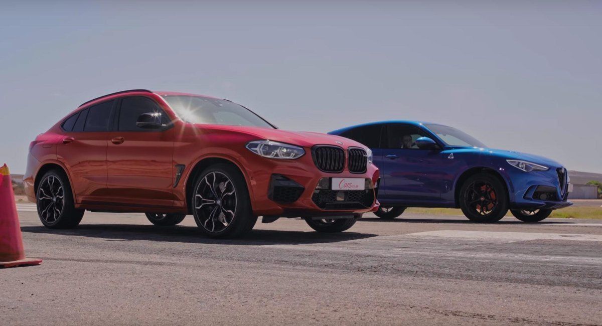 amciglobal's tweet photo. PLACE YOUR BETS! 💰 It's the BMW X4 M Competition vs. the Alfa Romeo Stelvio Quadrifoglio in a straight drag race.
 
While they're specced nearly identical, we all know BMW tends to understate their power. Let's see it on a dyno. 
#BMW #AlfaRomeo https://t.co/T36Rg0roYy https://t.co/WAoEk5FpA9