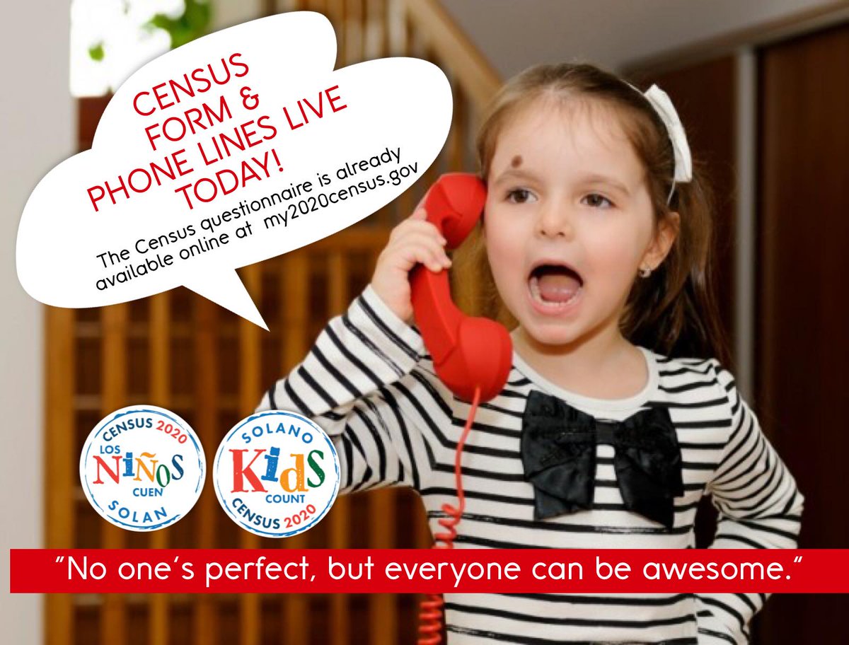 ChildrensNet's tweet photo. Today, is the day! 2020Census Forms &amp; Phone lines are live! #2020Census #CountAllKids #EveryonecountsSolano #Census2020 #HagaseContar #BeCounted Visit https://t.co/RJCGVLgjyW https://t.co/KgQTxcUdPn https://t.co/4cuBB0KmiW