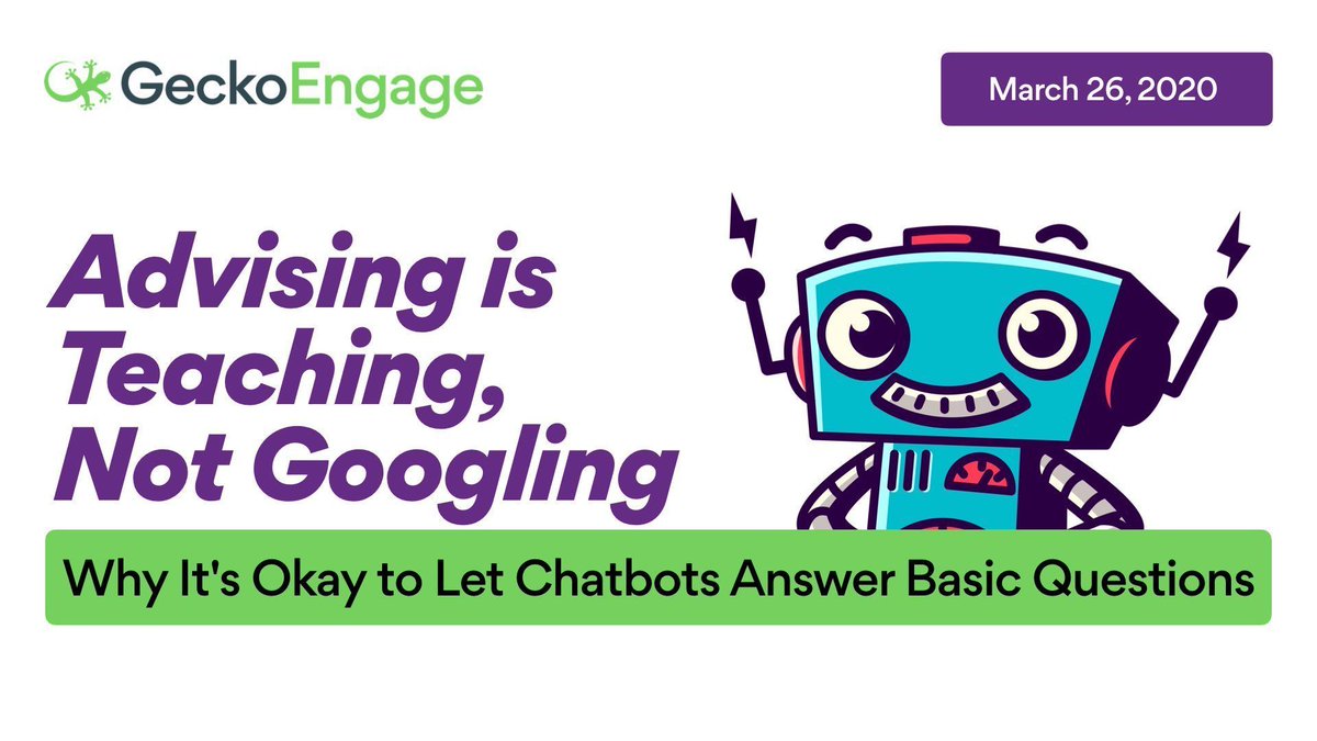 geckoengage's tweet photo. Interested in adding a #chatbot to your advising team but not sure where to start? Join our webinar and @EricStoller will share some top tips to get you started 🤖#GeckoBot #AcAdv

https://t.co/2wBMSsXj1K https://t.co/cwgvod7e5p