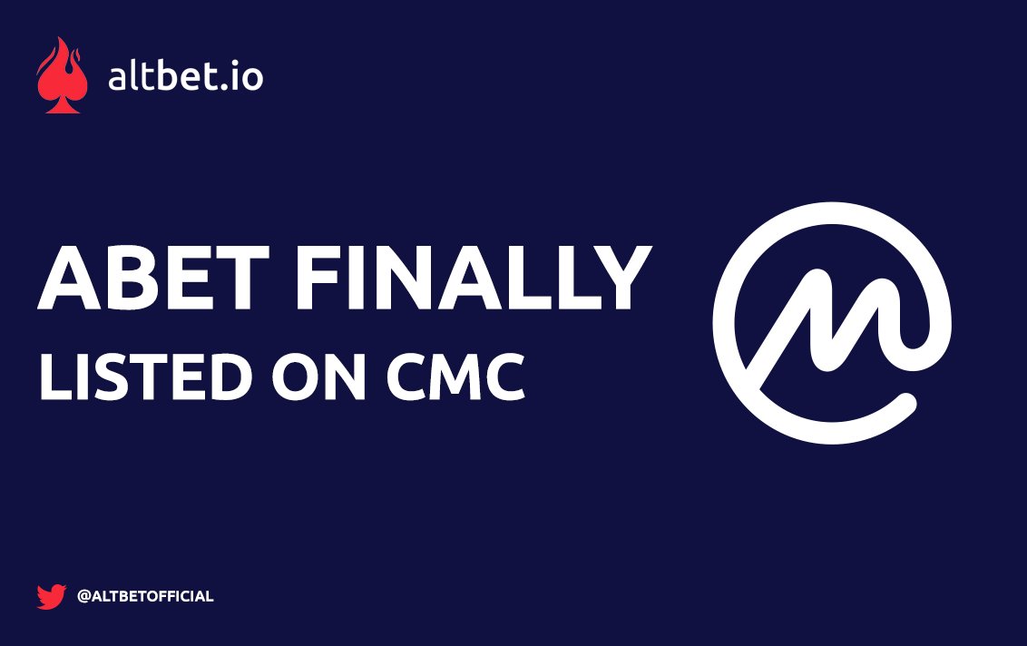 After multiple requests since past months we finally can see ABET stats on CMC.

coinmarketcap.com/currencies/alt…

Great work <a href="/altbetofficial/">Altbet.io</a> team and <a href="/CoinMarketCap/">CoinMarketCap</a>