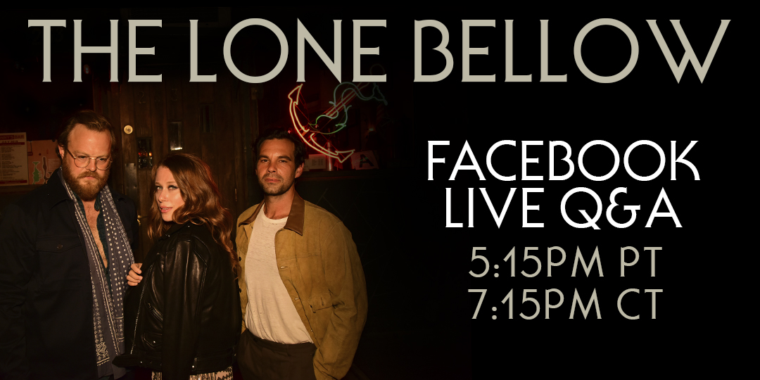 TheLoneBellow's tweet photo. We’re going LIVE tonight to answer all of your burning questions! Tune in at 5:15pm PT / 7:15pm CT and drop us a question in the comments. https://t.co/HYbIVevhJl