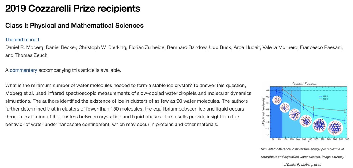 PaesaniLab's tweet photo. Humbled and honored to receive the #Cozzarelli Prize from @PNASNews for our collaborative #compchem/#expchem study with the #Molinero and #Zeuch groups! A special shout-out to our outstanding former postdoc Dan Moberg for making #MBpol strike again! 
Read: https://t.co/I86QVfz2jG https://t.co/4YK3Nu1beE
