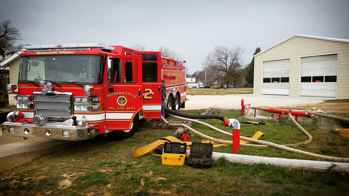 Engine Tanker 24 utilizing our 20000 gallon cistern to test it's 1250 GPM pump. Engine Tanker 24 carries 2000 gallons of water.