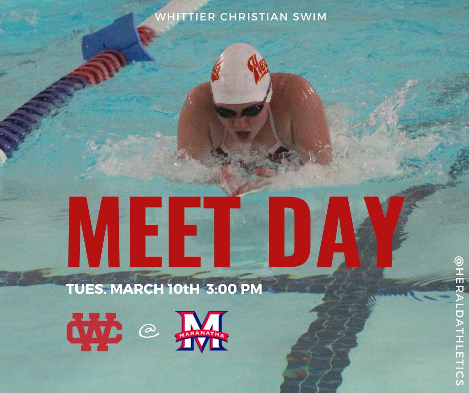HeraldAthletics's tweet photo. It’s Meet Day for your Heralds Swim Team 🏊🏼♀️ 🏊🏼♂️! They compete today at 3:00 pm at Maranatha High School! #letsgoheralds #swimteam #heraldsswim #cifssswim https://t.co/D6UFYBomYX