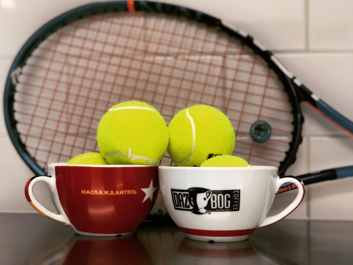Dazbog's tweet photo. The two best smells in the world: Fresh brewed coffee ☕️ , and brand new tennis balls 🎾 

@TenProGlobaljr #coffee #coffeeislife #dazbogcoffee #coffeeshop #denvercoffee #globalcoffee #tennis #juniortennis #sport #tennisball #coffeelover #fuelyourbody #coffeeaddict https://t.co/jx0bNlY27X