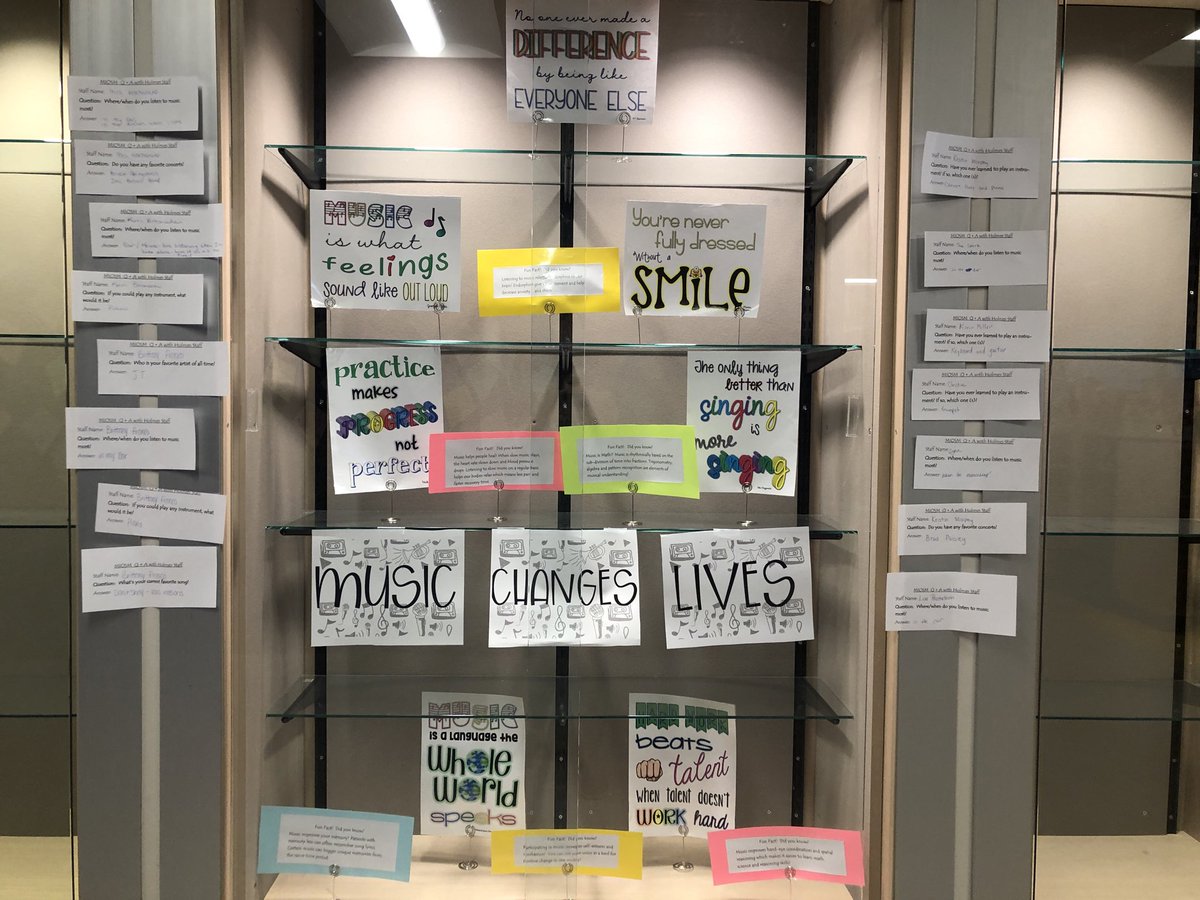 ⁦<a href="/D60Holmes/">Holmes Primary School</a>⁩ is celebrating Music in Our Schools Month #MIOSM Check out the display near the multipurpose room! Find fun facts, colorful quotes and teacher Q+A’s! 

🎼Music is what feelings sound like

#d60learns ⁦⁦

Credit to ⁦<a href="/TheTuneful/">The Tuneful Teacher</a>⁩ ...check her TPT page!