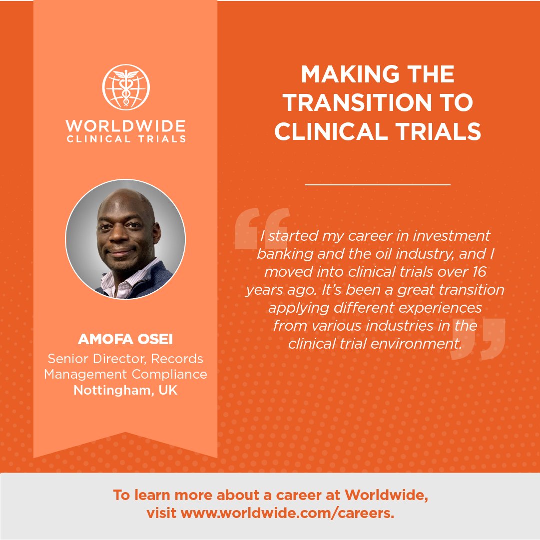 worldwidetrials's tweet photo. Not all of our team members come from the #CRO industry! Learn about one team member who brought his business background to his role at Worldwide. https://t.co/kuPOJuWUXN #UncommonTeamTuesday https://t.co/P1uMy5gbS0