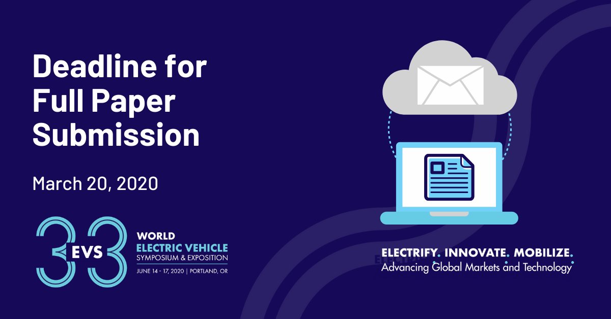 Authors of accepted abstracts: You've got 10 days left! 📆

The deadline to submit your final papers is March 20th. evs33portland.org/program/call-f…

#EVS33PORTLAND #cleanenergy #greenenergy #airpollution #EVcharging #EnergyStorage