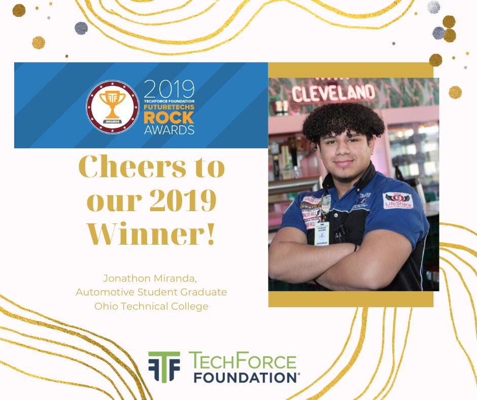 TechForceFound's tweet photo. Check out the 2019 #FutureTechsRock Awards winner, Jonathon Miranda! Jonathon was an #autotechstudent at @OhioTechCollege, & is now an awesome #autotech! Keep working hard, Jonathon! 2020 nominations are NOW OPEN! https://t.co/WoWT9C1WBB #TechForce https://t.co/GSZO8IdAFB