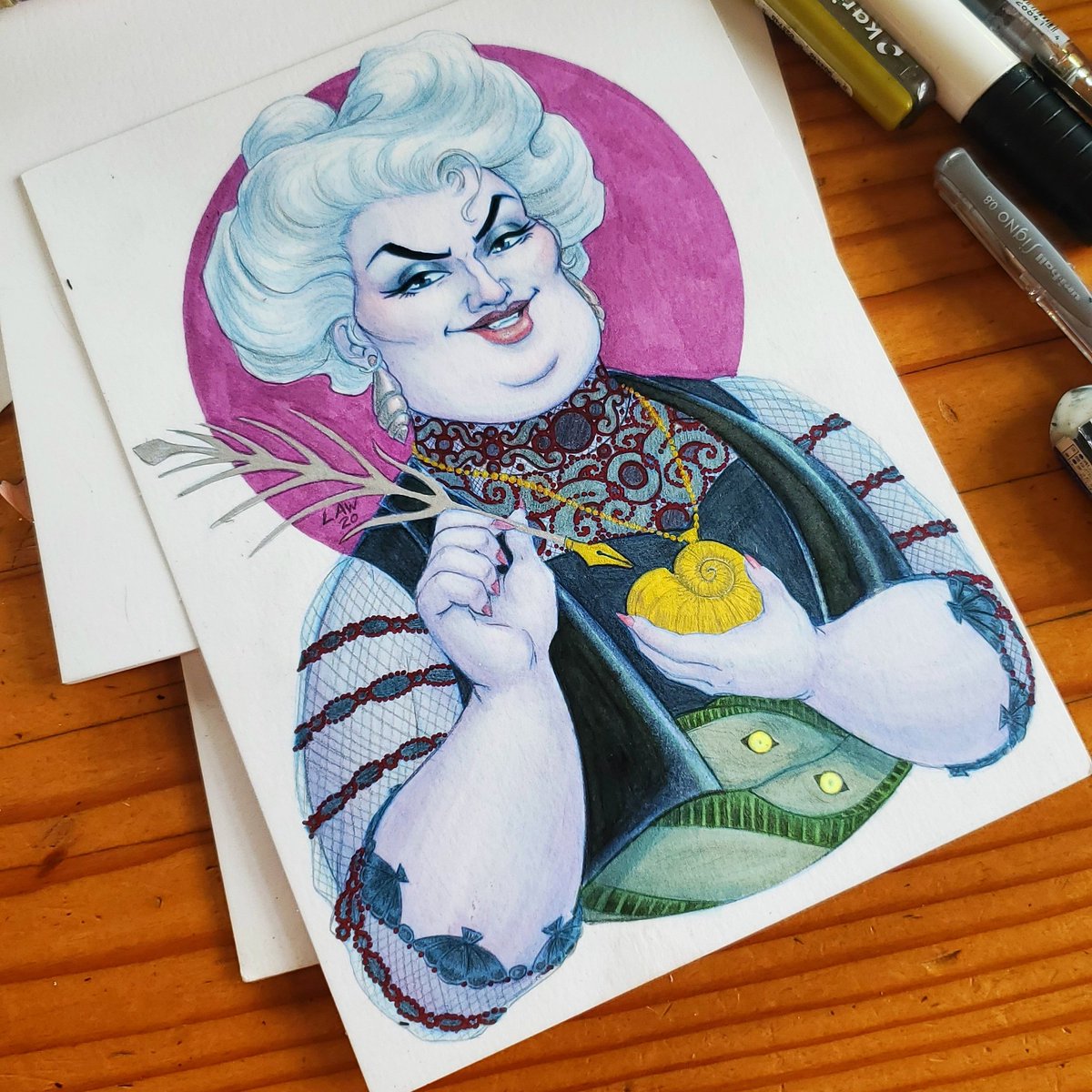 Due to #eccc2020 being postponed I am offering #commissions and #prints with free shipping for all who order in the next two weeks. Here is a #1890s #Ursula!

#commissionsopen #disneyfanart #disney #fanart #victorianfashion #seawitch #disneyvillain #art #curvygirl #ecccpostponed