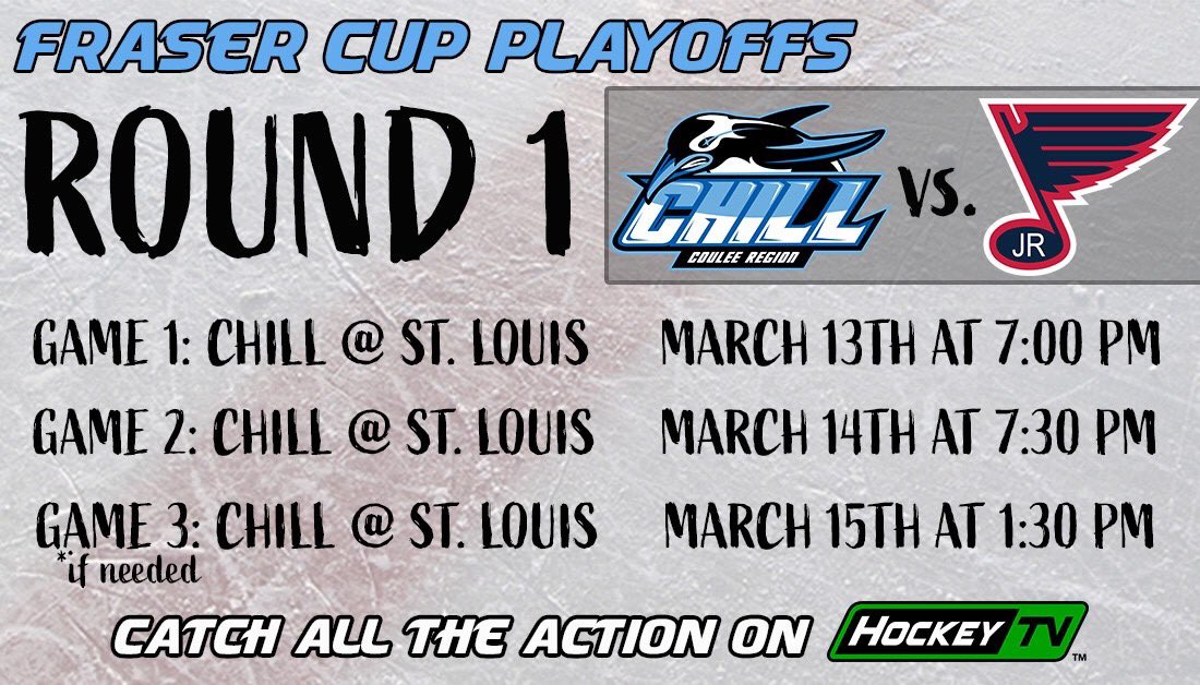 Round 1 of the 2020 Fraser Cup Playoffs is almost here! Check out our schedule for round one this upcoming weekend in St. Louis!