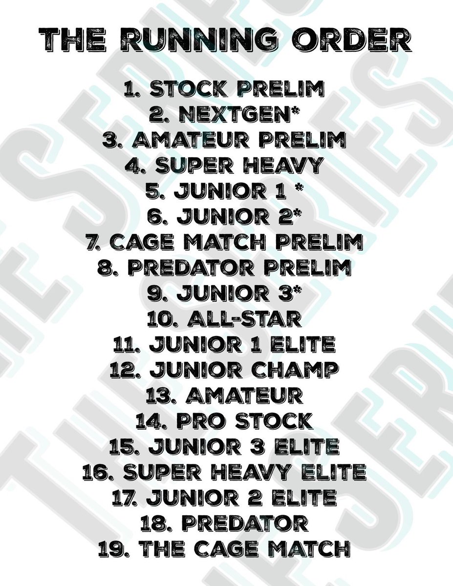 The Running Order has landed! Hard copies will be available at the registration tent. 

◦ Classes marked with an asterisk (*) will Heat Race
◦ We will run ONE (1) round of controlled practice straight down this lineup sheet. Practice begins at 11am sharp.
