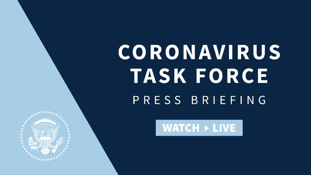 WhiteHouse45's tweet photo. Next: Members of the Coronavirus Task Force hold a press briefing. 

Watch LIVE: https://t.co/EmsdctGWtd https://t.co/M7H7bcrxAl