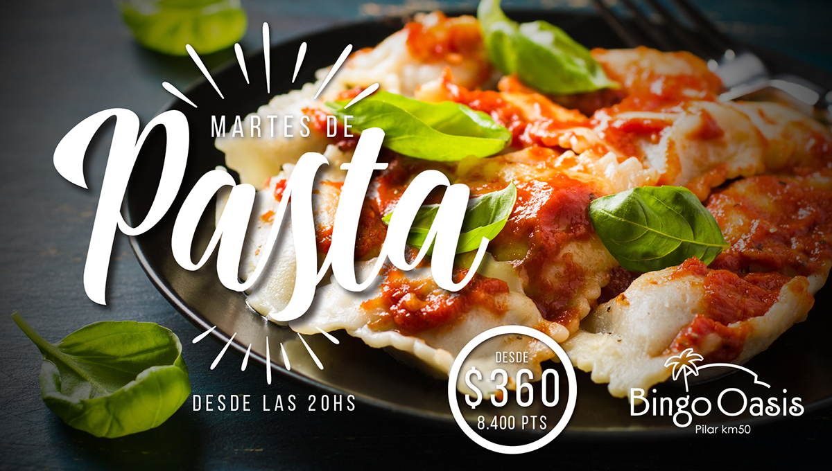 Esta noche vení a disfrutar las mejores pastas, con opciones a elección, variedad de salsas y sabores.

Sólo en #BingoOasis