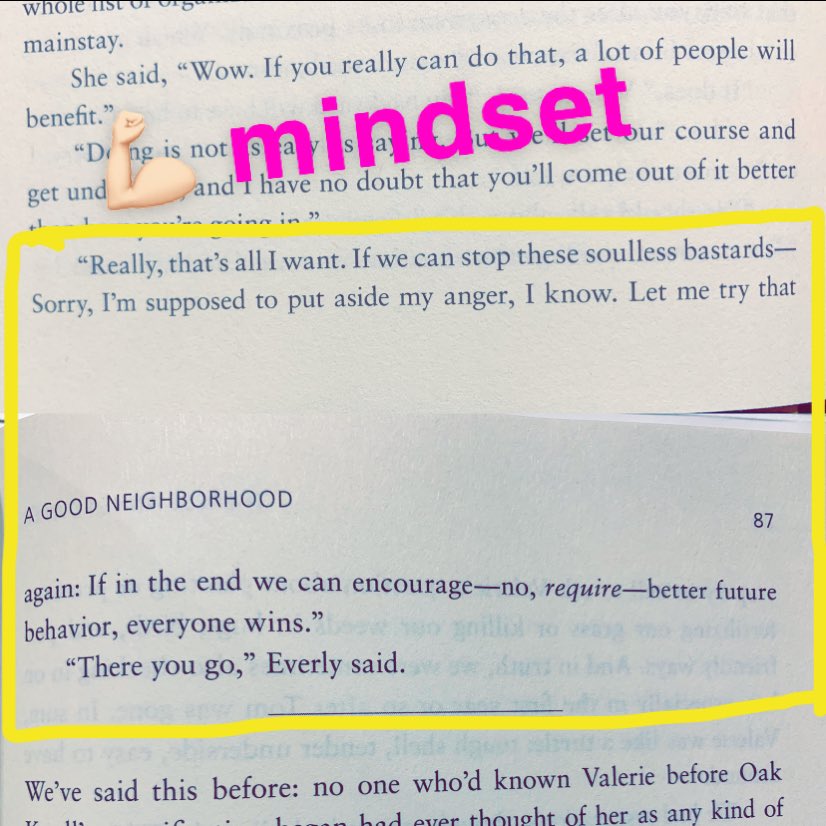 HeyMrsCopple's tweet photo. Changing your mindset can change your entire attitude about something. We’ve been talking about mindset in my class this week, so this was a perfect read tonight. #AGoodNeighborhood #ThereseAnneFowler https://t.co/vP0EsaH3cF