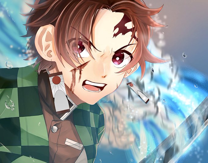朔さんがTwitterに投稿した竈門炭治郎(鬼滅の刃)のイラスト。