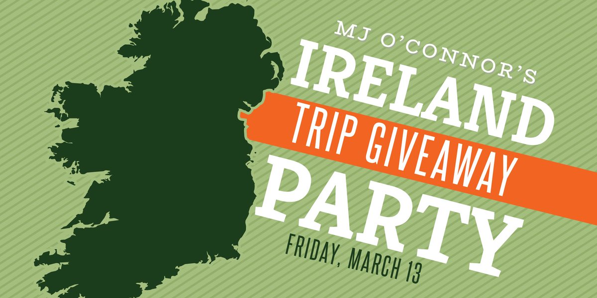 Mark your calendars, because our sister restaurant <a href="/MJOConnors/">MJ O'Connors</a> is giving away a trip to Ireland on Friday! 

Get ready to say #SendMeToIreland this weekend to kick off your St. Paddy's Day Weekend celebration! 

Get the details: bit.ly/mjsirelandtrip