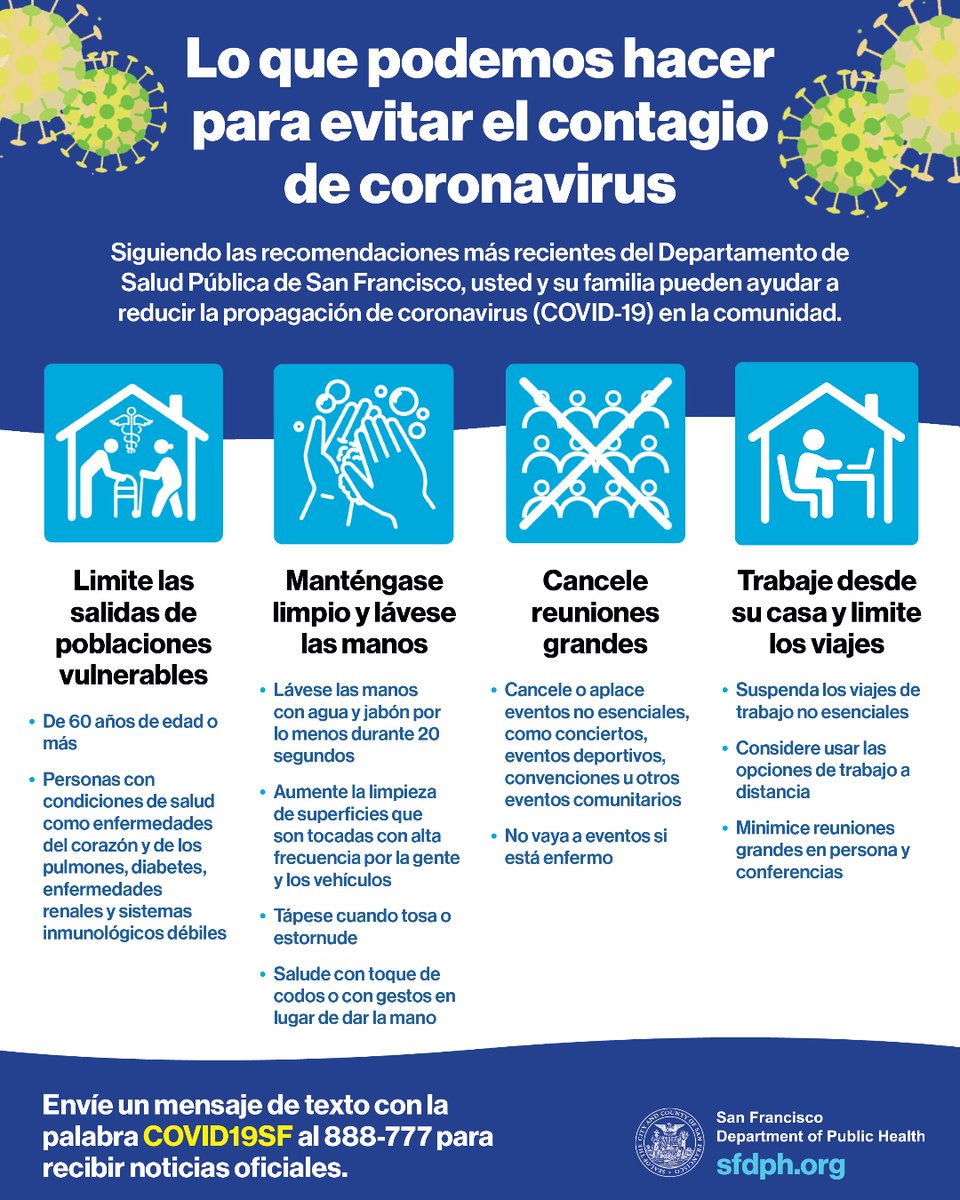 SF_emergency's tweet photo. By following the latest recommendations from @SF_DPH you and your family can help reduce the spread of coronavirus (COVID-19) in the community. https://t.co/Kt3OlyXbnV