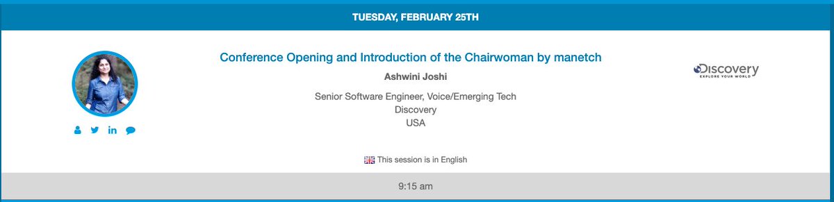 ashwinijoshi08's tweet photo. Honored to have been invited as chairwoman and speaker for Voice Connected Conference. My talk was “Couch To Kitchen: Direct To Consumer With Voice”, discussing voice technology in our DTC products, mainly #FoodNetworkKitchen. Truly a great experience! #VoiceFirst @WomenInVoice https://t.co/KL8ChtxQSa