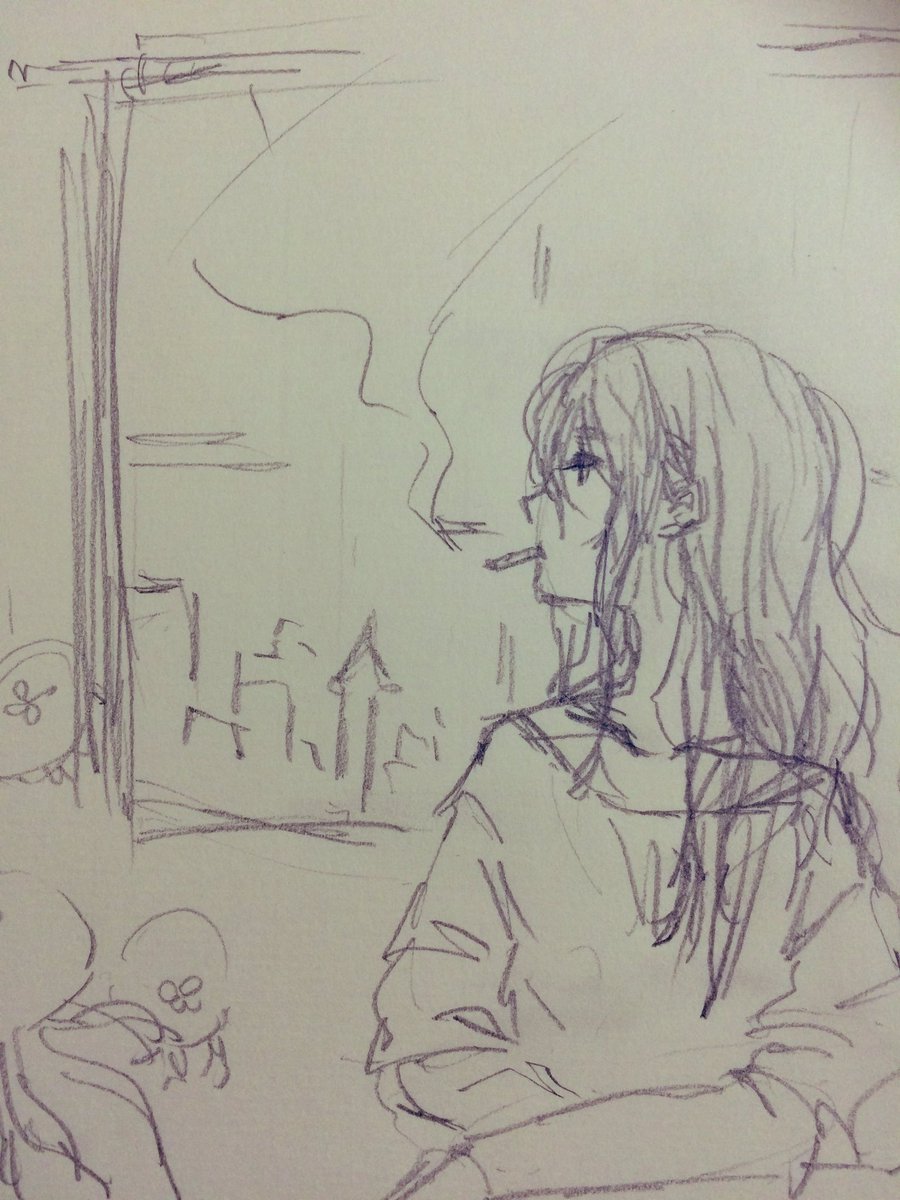 去年のあお展で描いた子が、話しかけてきました。「ああ、そう」くらいしか言ってくれないけど。
煙草吸うんですね。カーテンのない部屋に住んでるんですか?って聞いたらフフって笑った。土砂降りの日にしか会えない人だと思ってた。 