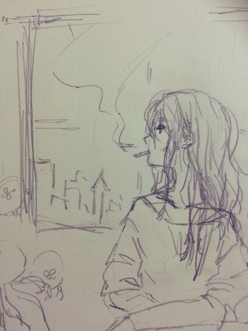 去年のあお展で描いた子が、話しかけてきました。「ああ、そう」くらいしか言ってくれないけど。
煙草吸うんですね。カーテンのない部屋に住んでるんですか?って聞いたらフフって笑った。土砂降りの日にしか会えない人だと思ってた。 