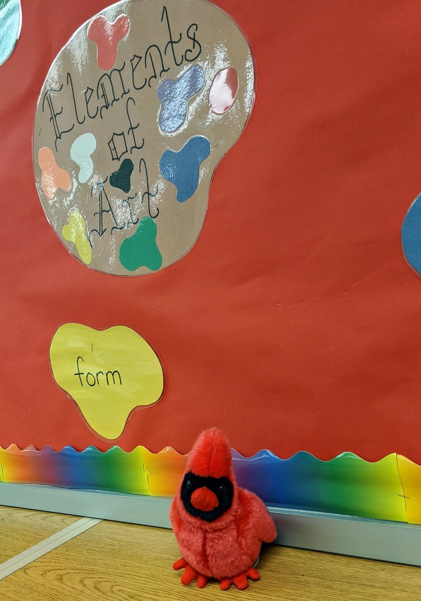 ArtMrsH's tweet photo. Thanks to Ms. C for letting Kerry the Cardinal visit the art room for a little while!  Also, thank you for the kind words this morning at the meeting, it made for such a great start to my day! https://t.co/skt58mXqa2