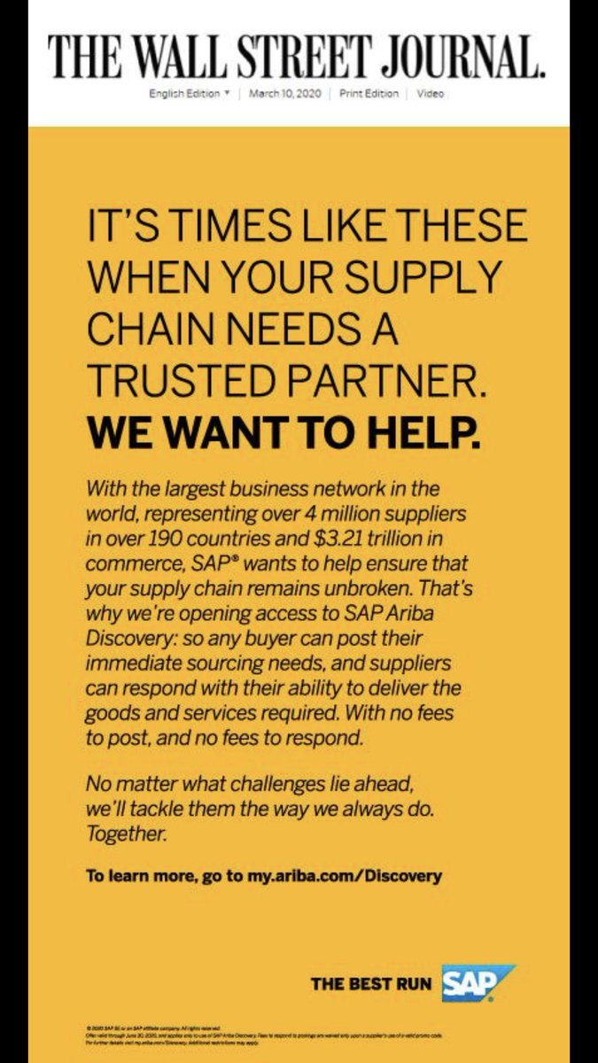 sarahheartsdata's tweet image. #trustedpartner stepping up to ensure #BusinessContinuity for all.  #proudtobesap
