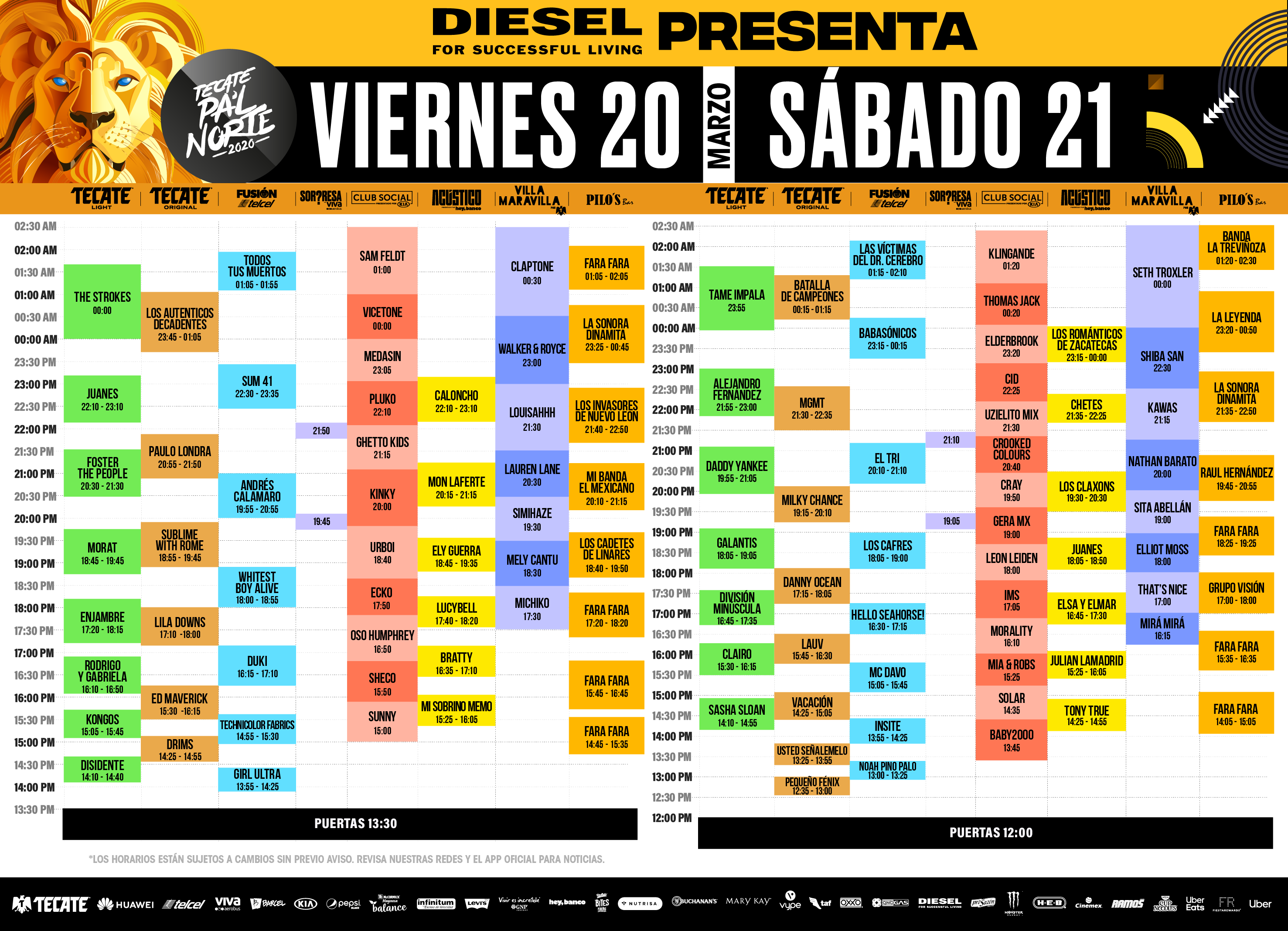 Resultado de imagen de TECATE PAL NORTE 2020 HORARIOS