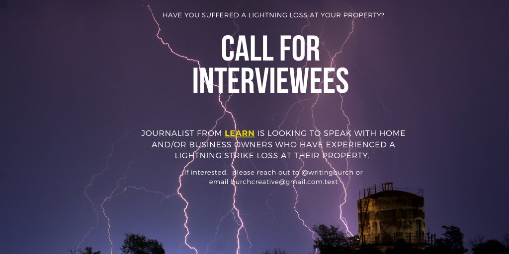 lightningkim's tweet photo. #TwitterCall #Interviews #Lightning #LightningLosses Journalist from https://t.co/gv2XpfknNg is looking to speak with home/business owners who've experienced a #lightning strike loss at their property. If interested, please contact @writingburch or burchcreative@gmail.com.text https://t.co/1HdmTgeY2f